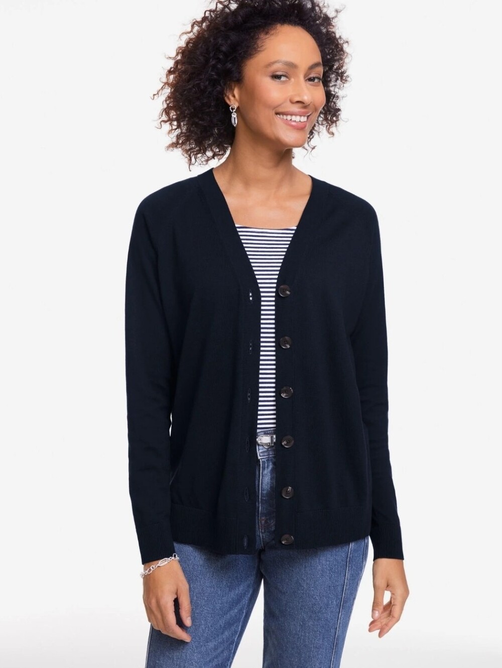 Talbots Girlfriend Cardigan Navy Medium Petite